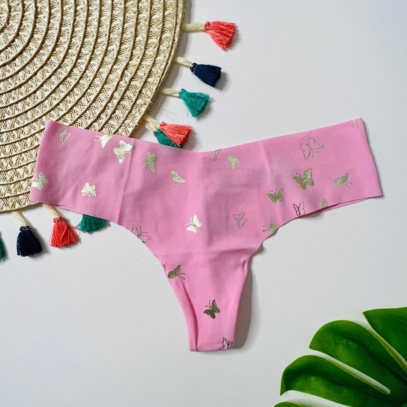 Victoria's Secret Other - Victoria's Secret Sexy Illusions No Show Thong Panty Pink Flora Butterfly M NEW